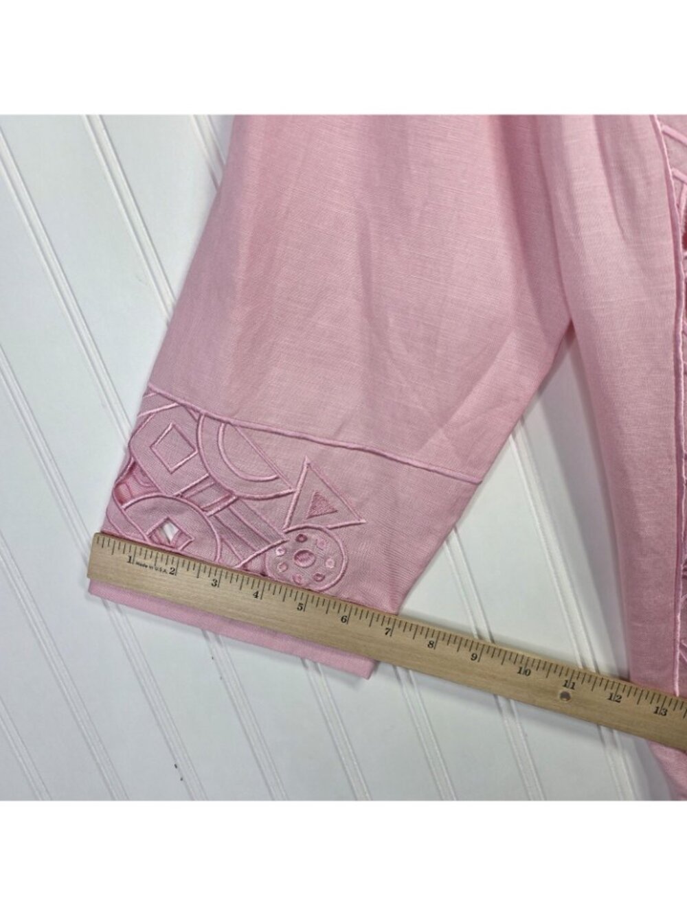 Bob Mackie Wearable Art Jacket Tank Set Womens XL Pink Linen Cutout Cottagecore - Picture 14 of 16